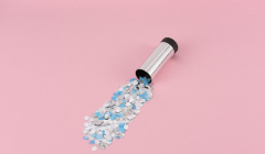 Пневмохлопушка, Серебро, Конфетти металлик, 10 см, 1 шт.