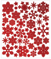 Наклейки "Снежинки", Красный, 1 шт.