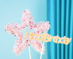 Топпер Happy Birthday, Звездочка розовая, 1 шт.