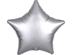 A Шар (19"/48 см) Звезда, Platinum, Сатин, 1 шт.