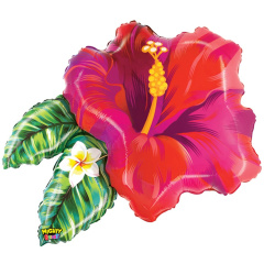 Б Шар (23"/65 см) Фигура, Цветок тропический, Красный, 1 шт. в уп.